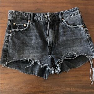 Zara Charcoal Frayed Jean Shorts